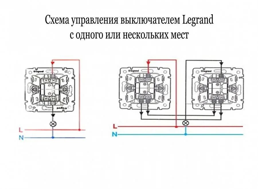 Подключение сенсорного проходного выключателя одноклавишного Схема подсоединения проходного выключателя легранд