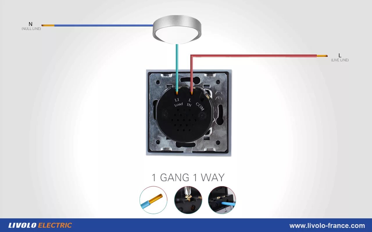 Подключение сенсорного выключателя livolo 3 way switch OFF-52