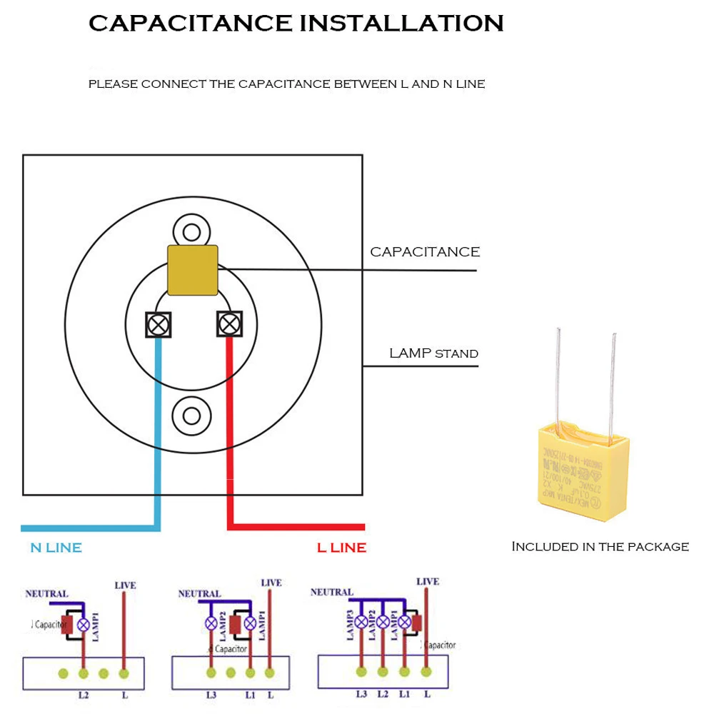 Подключение сенсорного выключателя с конденсатором Настенный светильник ключатель света RF433, 433 МГц, сенсорный переключатель RF 