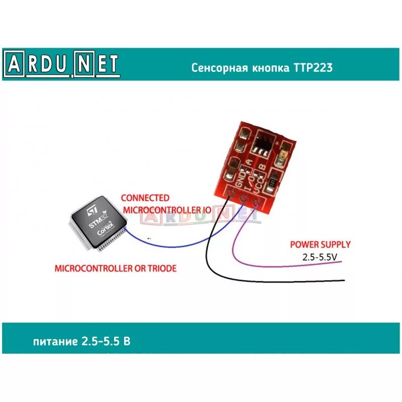 Подключение сенсорной кнопки сенсорная кнопка 1 канал TTP223 датчик сенсорный модуль Touch sensor