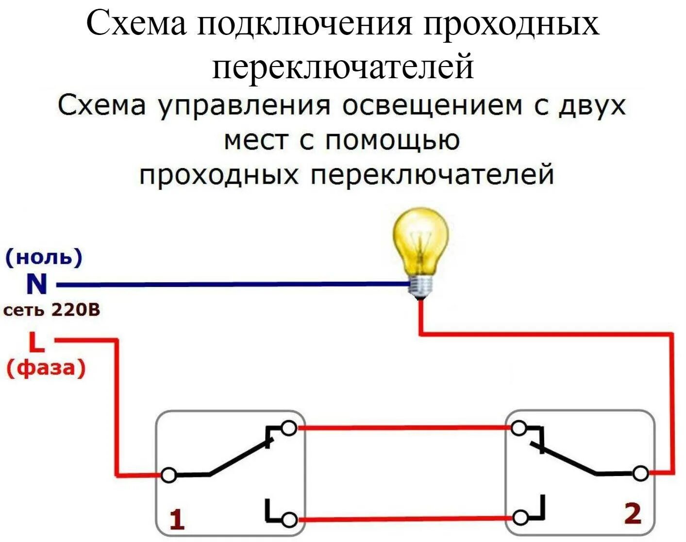 Подключение сенсорных проходных выключателей Подключение переключателя проходного фото - DelaDom.ru