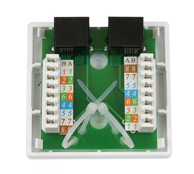 Подключение сетевой розетки rj 45 Cabeus WS-8P8C-Cat5e-2 Розетка компьютерная RJ-45, категория 5e, двойная, внешня