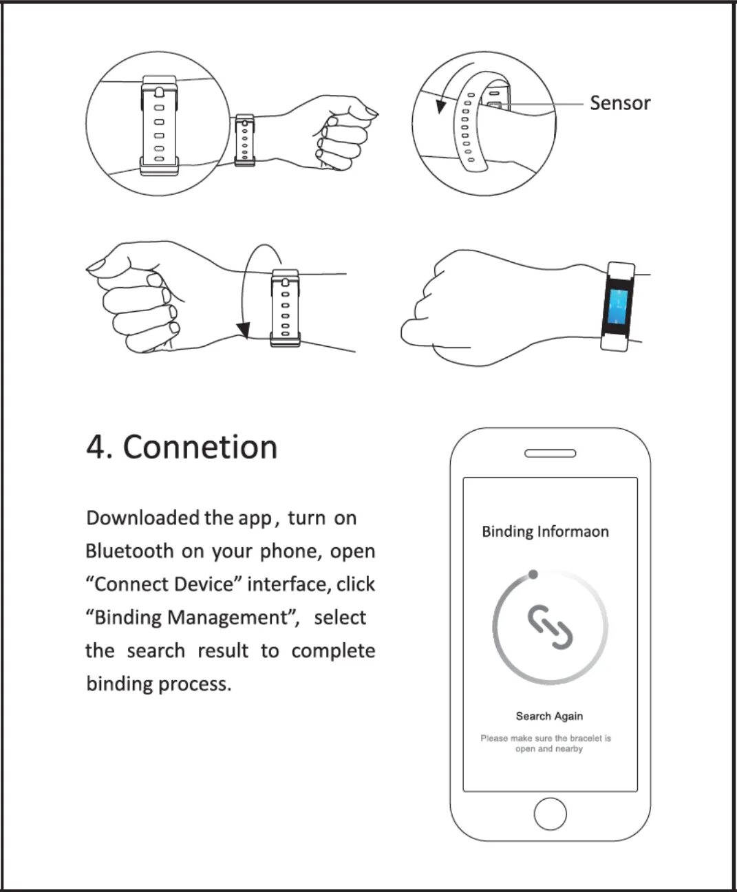 Подключение шагомера телефону Sport Smart Bracelet User Manual