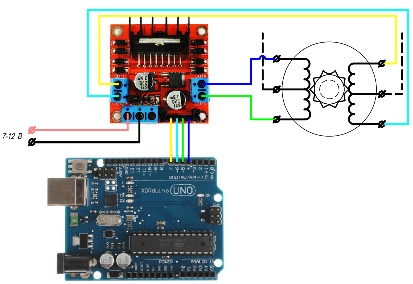 Подключение шагового двигателя без драйвера Connecting a stepper motor. Controller L298