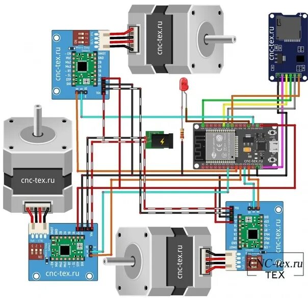 Подключение шагового двигателя чпу GRBL ESP32 подключаем двигатели, шпиндель, SD карту. #Tutorial #DIY #CделайCам #