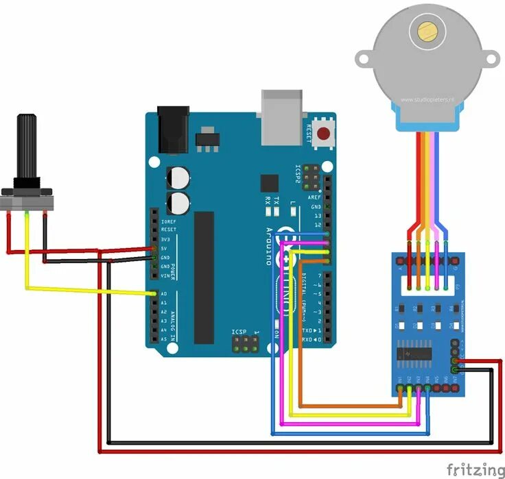 Подключение шагового двигателя к ардуино How to Control Stepper Motor using Potentiometer and Arduino Arduino stepper mot