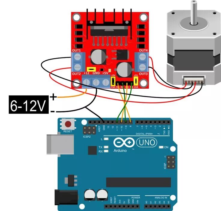 Подключение шагового двигателя к ардуино уно arduino_stepper_l298n_01 Arduino stepper, Arduino motor, Arduino projects diy