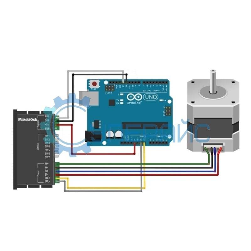 Подключение шагового двигателя к ардуино уно Драйвер шагового двигателя SUMTOR MB450A (4,2 А, одноканальный, двухфазный) купи