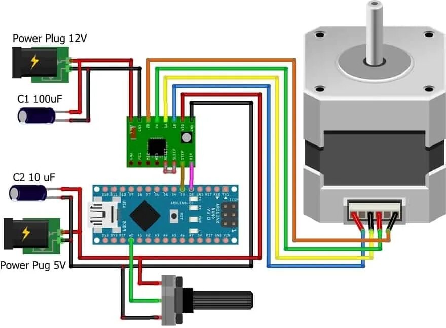 Подключение шагового двигателя к драйверу a4988 How to Control Stepper Motor with A4988 Driver & Arduino