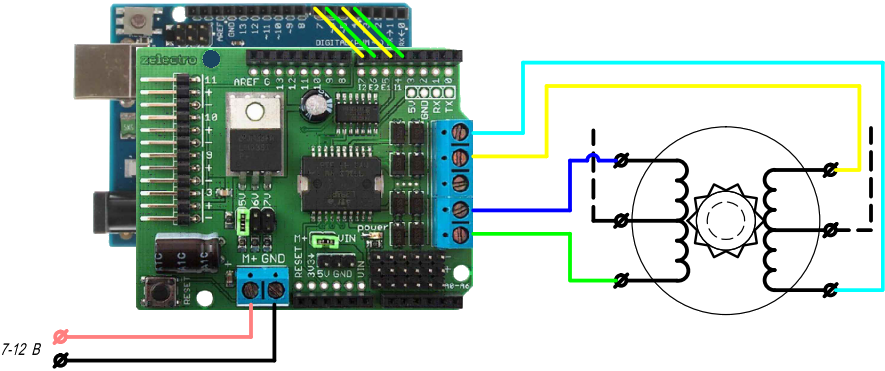 Подключение шагового двигателя к контроллеру Подключение шагового двигателя. Контроллер L298