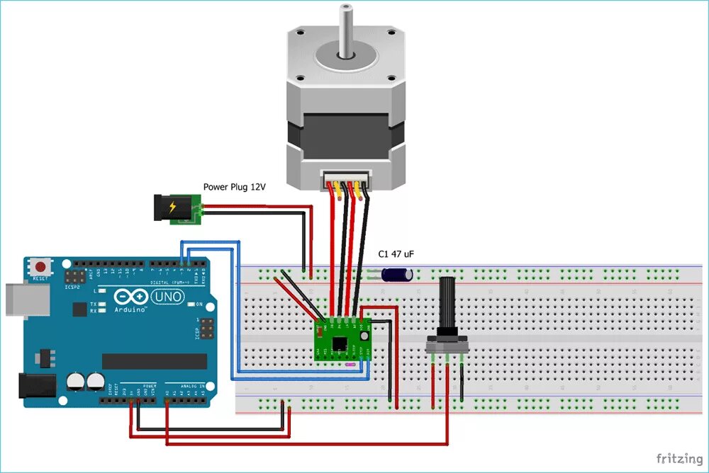 Подключение шагового двигателя nema 17 NEMA 17 и Arduino - схема подключения и программа для управления с помощью драйв