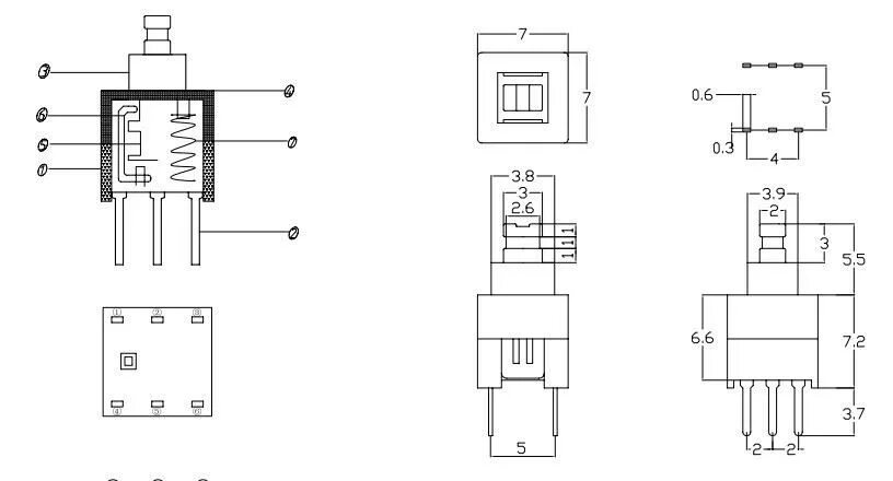 Подключение шестиконтактной кнопки DPDT 7*7 self-lock switch mini push button switch - Knowledge - Dongguan City Ka