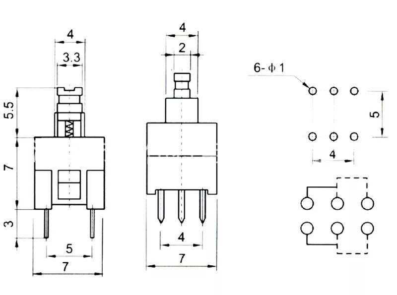 Подключение шестиконтактной кнопки Кнопка с фиксацией 6pin 7x7мм - техническое описание и где дешево купить