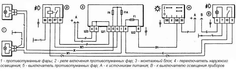 Подключение штатных птф ваз 2110 Схема подключения противотуманных фар ВАЗ 2110-2112 заводская - DRIVE2