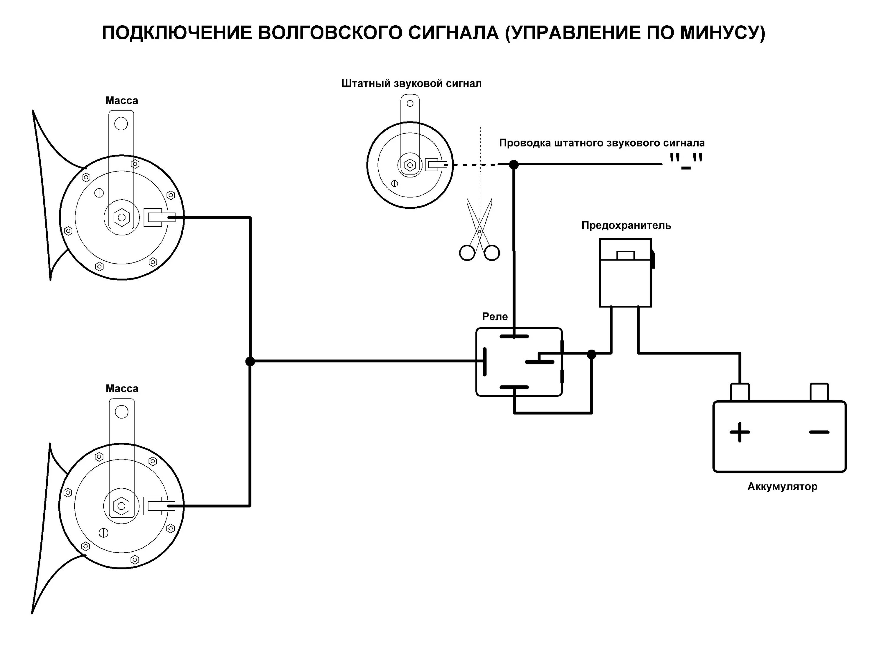 Подключение сигнала через реле схема нива Схема подключени Волговских сигналов