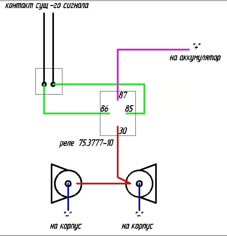 Подключение сигнала волги через реле 34.Пневмо сигнал (дудка) - Lada Гранта, 1,5 л, 2013 года электроника DRIVE2