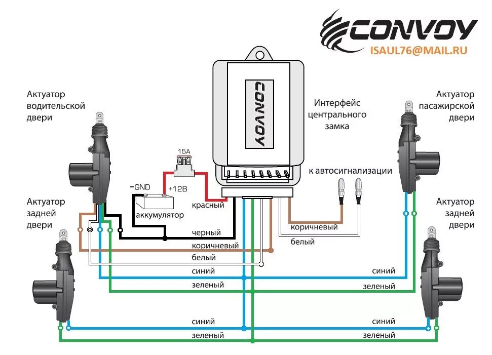 Подключение сигнализации для машины в спб Установка центрального замка CONVOY X-400v2 - ЗАЗ Sens, 1,3 л, 2014 года электро