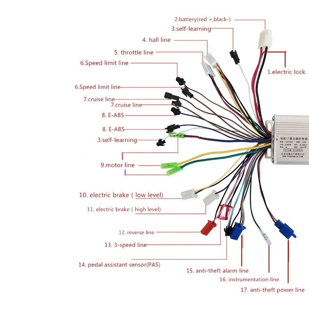 Подключение сигнализации электровелосипеда 36 В/48 в 350 Вт контроллер электровелосипеда электрический скутер bldc контролл