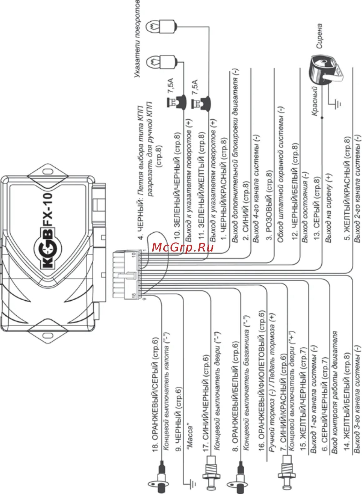Подключение сигнализации kgb KGB FX-10 Инструкция по установке онлайн 28/28 123708