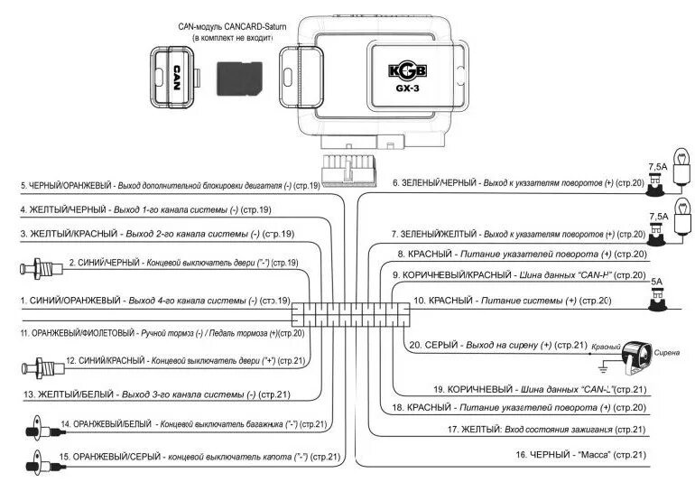Подключение сигнализации kgb Kgb fx7 схема подключения