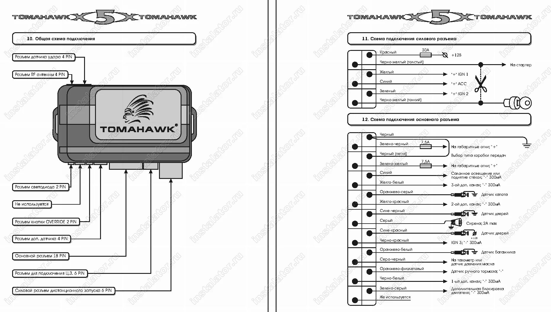 Подключение сигнализации tomahawk tw 9010 Схема подключения сигнализации Tomahawk X5