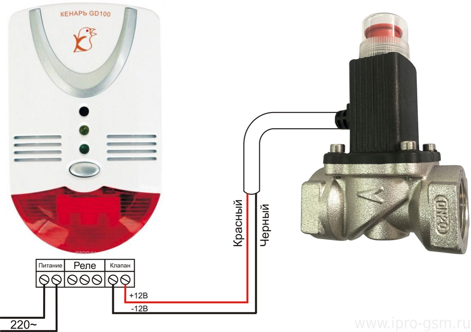 Подключение сигнализатора газа Датчик утечки газа Кенарь GD100-L (пропан)