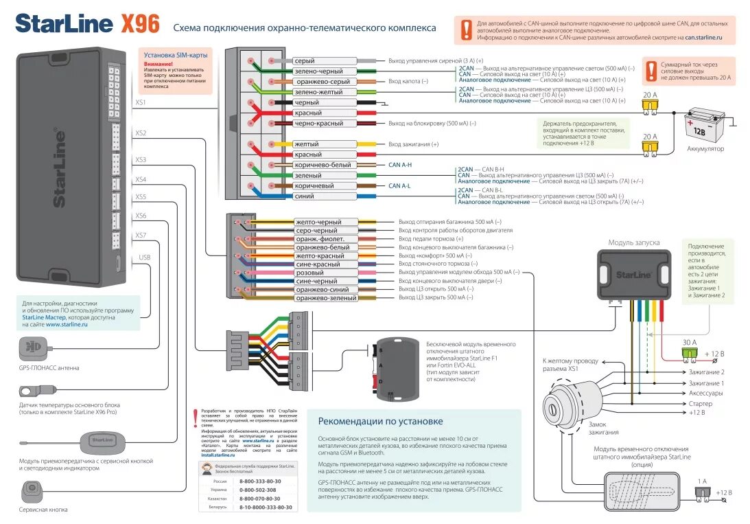 Подключение силового модуля старлайн s96 v2 Сигнализация StarLine X96 L купить в интернет-магазине Авто Спрос