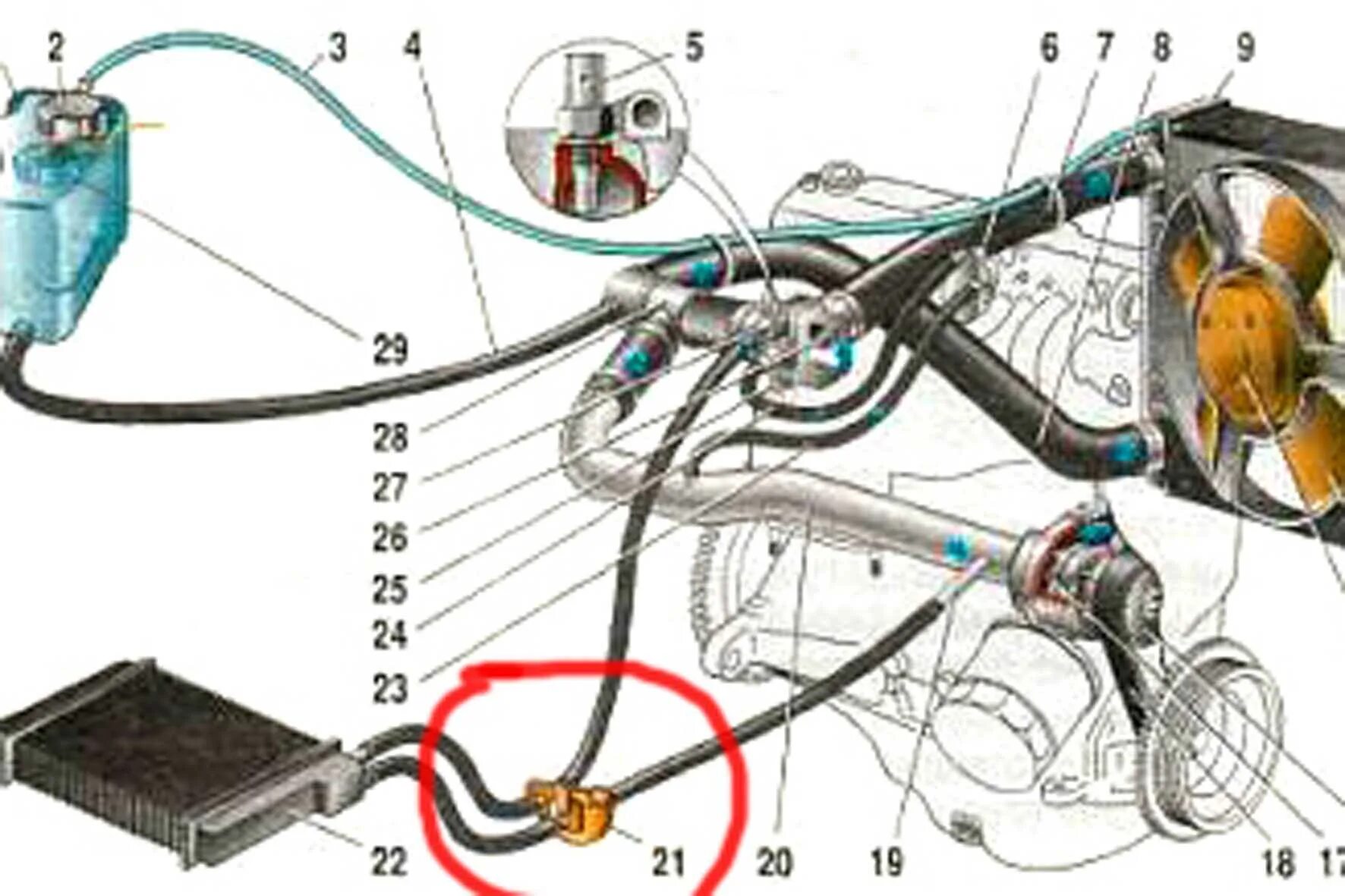 Подключение системы охлаждения ваз 2109 Схема подключения патрубков