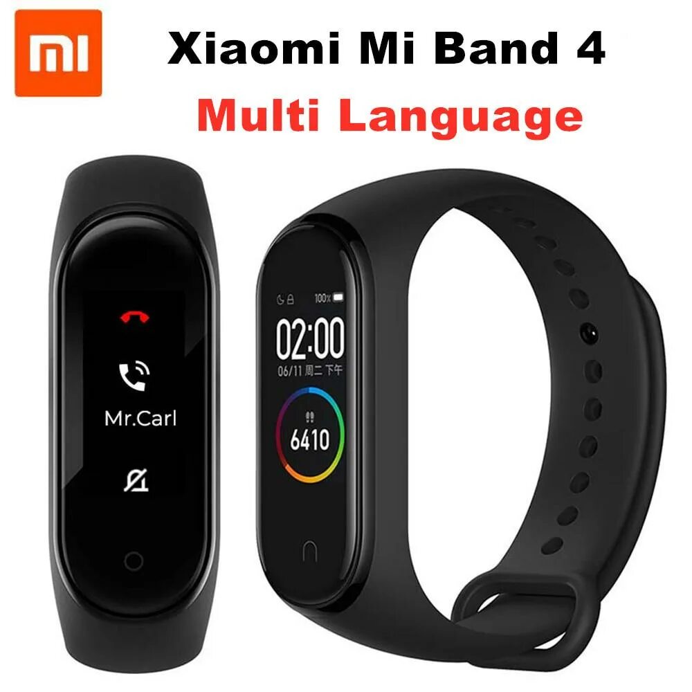 Подключение smart band 4 Оригинальный Xiaomi Mi Band 4, Amoled-экран, умный браслет, фитнес-трекер, сенсо