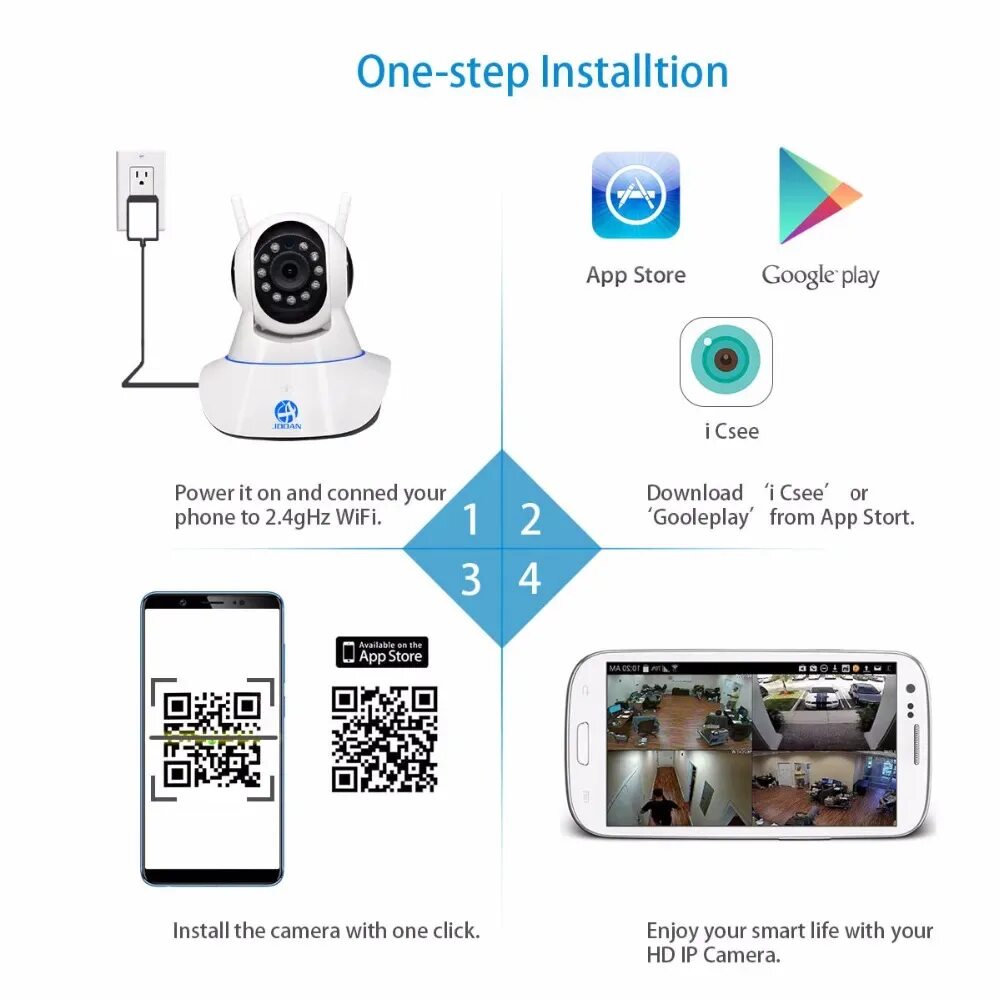 Подключение смарт камер к телефону New JOOAN Ip Camera Wifi Security Camera Baby Monitor 1MP Cctv Ip Wifi Mini Kame