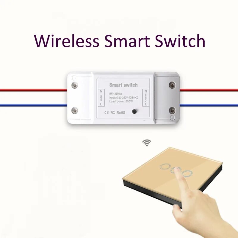 Подключение смарт свитч к выключателю Wireless Smart Switch Glass Panel rf 433mhz Transmitter and Receiver 1/2/3/gang 