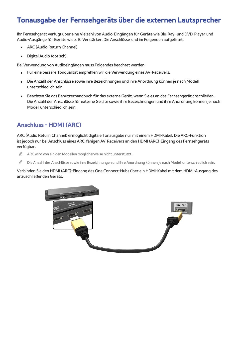 Подключение смартфона через hdmi 18 anschluss - hdmi (arc), Anschluss - hdmi (arc) Samsung UE65HU8500T Benutzerha