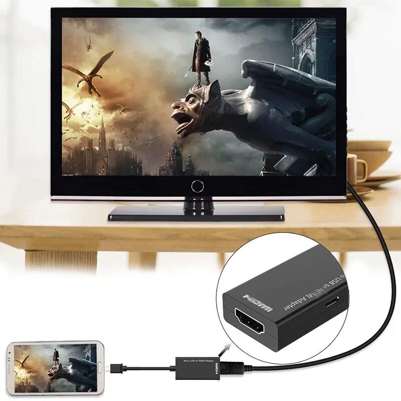 Подключение смартфона к телевизору hdmi переходник Универсальный MHL Micro USB к HDMI-совместимый кабель 1080P HD ТВ адаптер Цифров