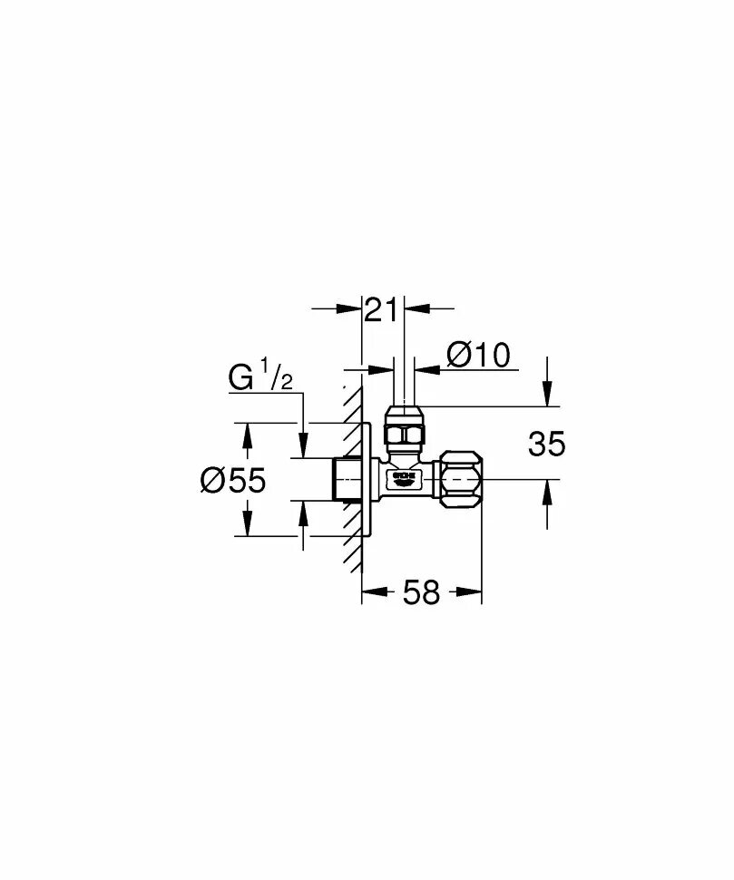 Подключение смесителя grohe 3 8 Вентиль угловой GROHE 1/2"-3/8" для подключения смесителей, хром (22018000)