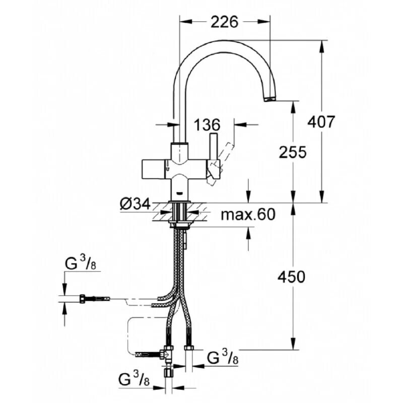 Подключение смесителя grohe 3 8 GROHE 33251000 GROHE Blue Pure Смеситель для кухни с подключением фильтрованной 