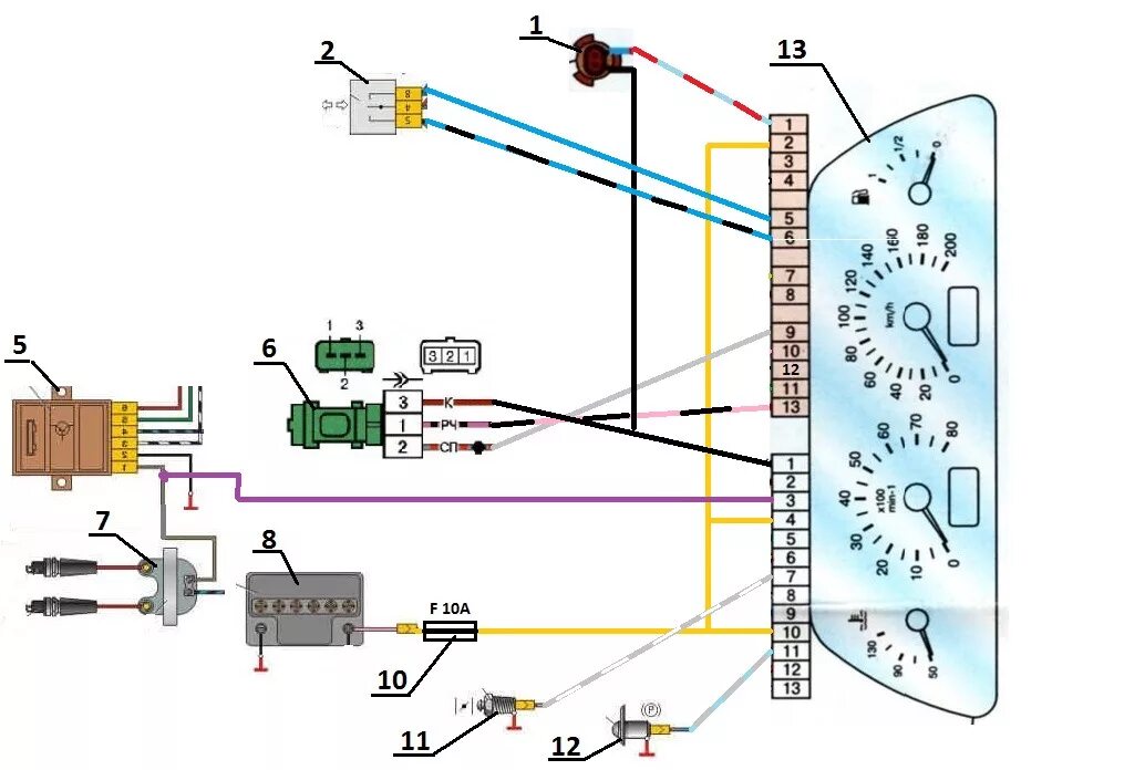 Подключение спидометра ваз 2114 Как подключить приборку от 2114 в 1111 - Lada 2113, 1,6 л, 2006 года электроника