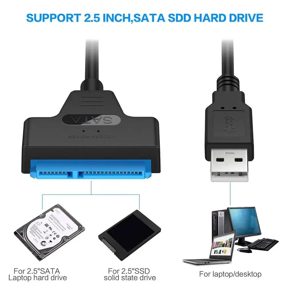 USB 3.0 to SATA Adapter Cable for 2.5 inch SSD/D Drives - SATA to USB 3.07357 eB