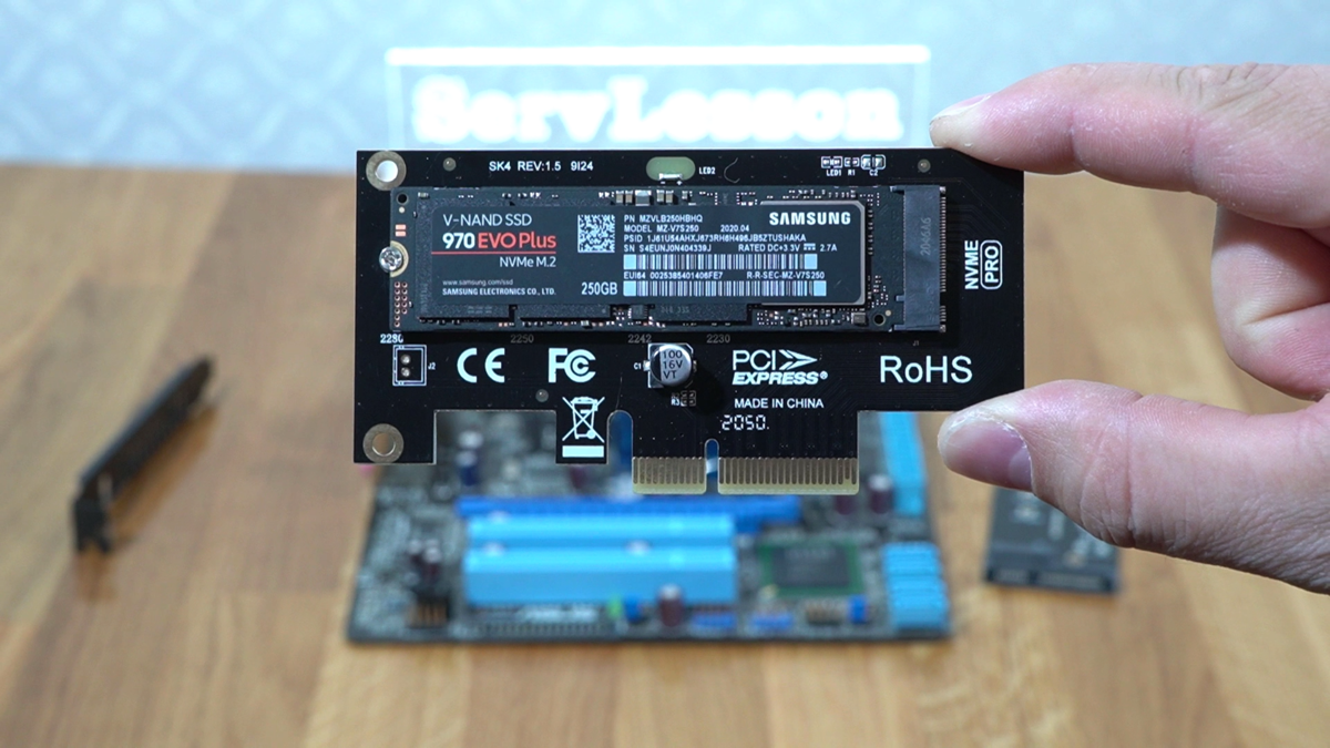 Подключение ssd m 2 Как подключить SSD M.2, если на материнской плате нет такого разъема ServLesson 