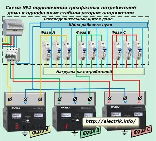 Подключение стабилизатора частном доме схема Как подключить стабилизатор напряжения однофазный Электропроводка