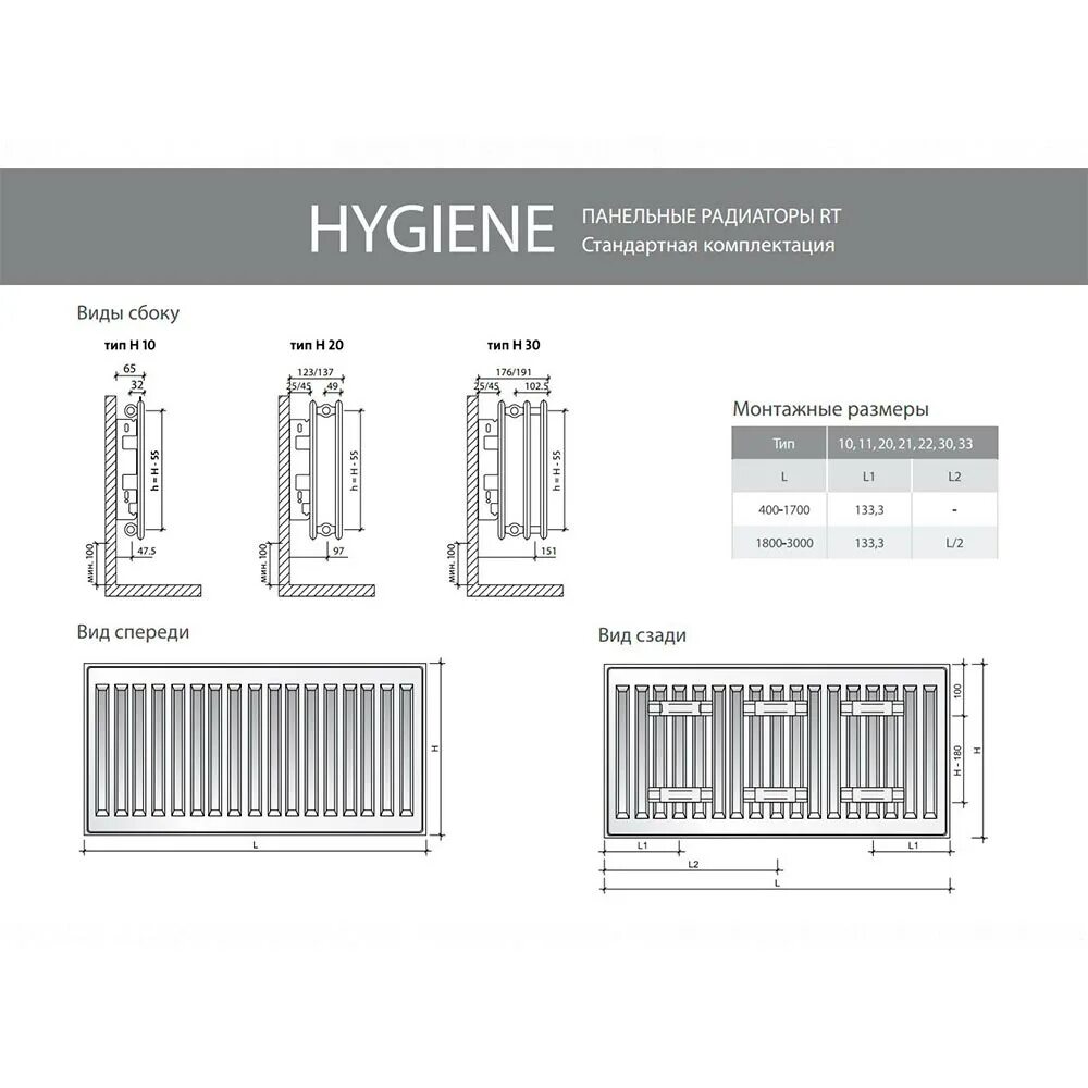 Подключение стального радиатора royal thermo Радиатор стальной Royal Thermo Hygiene H30-450-1300/9016 купить в СПб