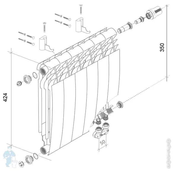 Подключение стального радиатора royal thermo Радиатор биметаллический 14 секций ROYAL THERMO BiLiner V ВШГ:430х1120х87 1680Вт