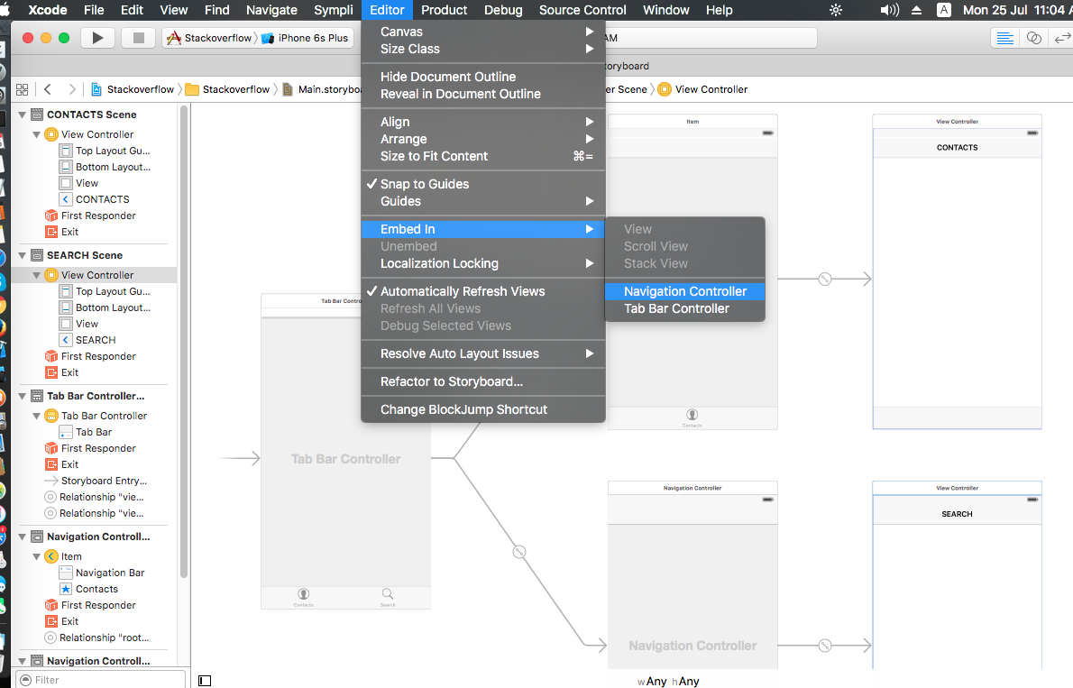 Подключение стандартного телефона iOS Tutorial = Navigation Controller with TabBar