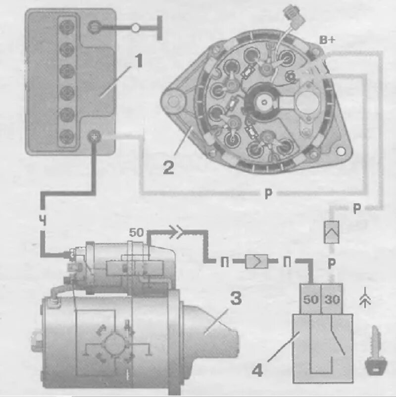 Подключение стартера к бензиновому генератору схема Схема ВАЗ 2110 16 клапанов
