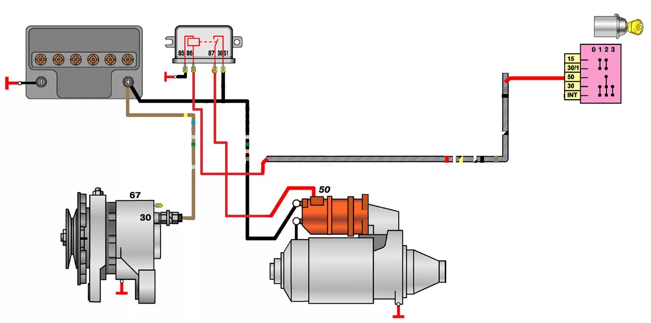 Подключение стартера ваз 2105 схема Схема стартера ваз 2105 - фото - АвтоМастер Инфо