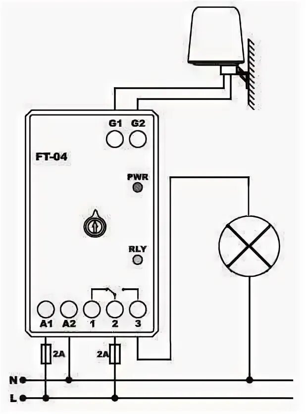 Подключение сумеречного датчика Схема сумеречного выключателя 03723
