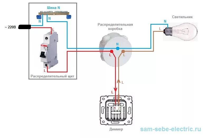 Подключение света 1 клавише Как установить диммер HeatProf.ru