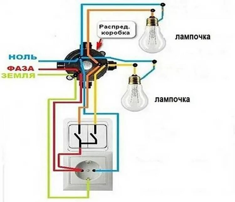 Подключение света бесплатно Две лампочки две розетки как подключить