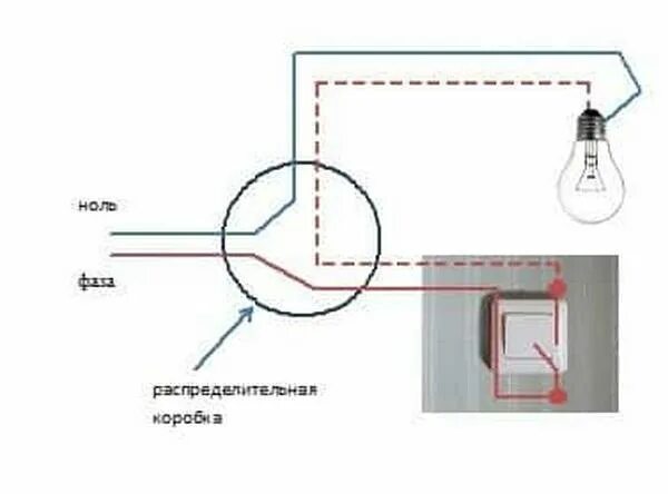 Подключение света через выключатель одноклавишный Схема подключения выключателя света с одной клавишей: инструкция