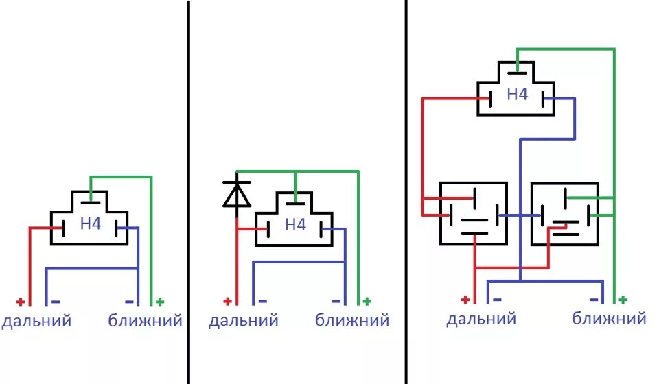 Подключение света дальнего ближнего схема № 75 из трех в четыре. или о HB2 / Н4 и как с ним поступить - Mitsubishi Galant 