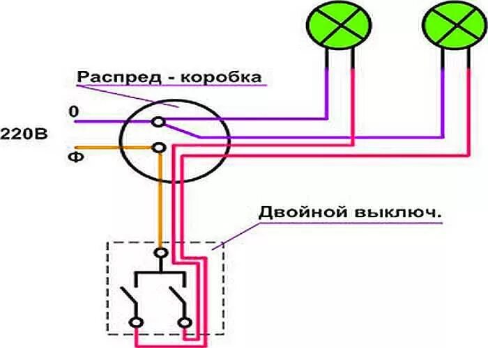 Подключение света на 2 клавиши Как подключить выключатель с двумя клавишами схема - найдено 66 картинок